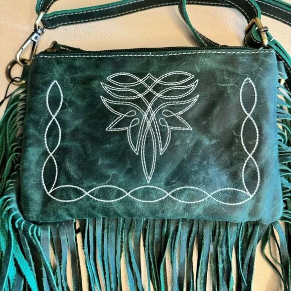 Bluebell Bootstitch Leather Western Purse Clutch Wallet Crossbody NEW Fast Ship - Picture 2 of 14